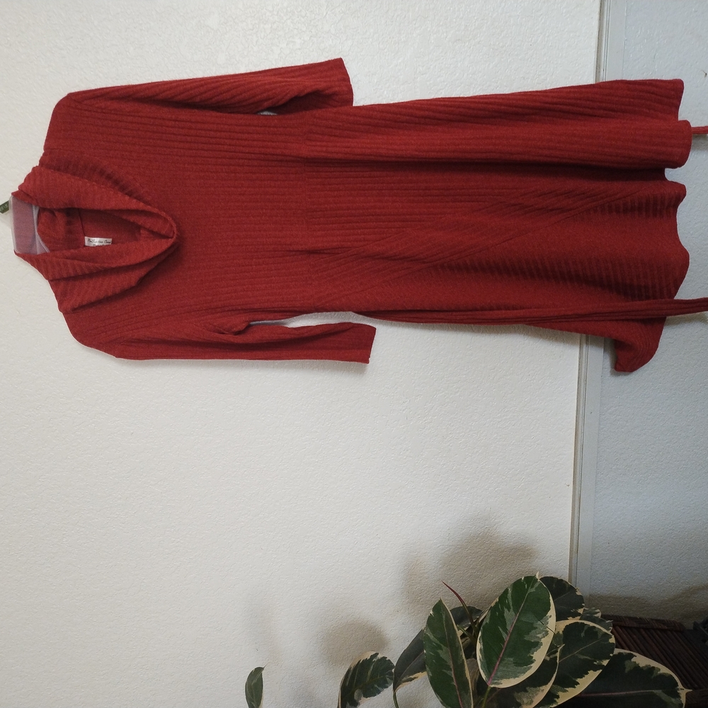 Red Ribbed Knit Dress
